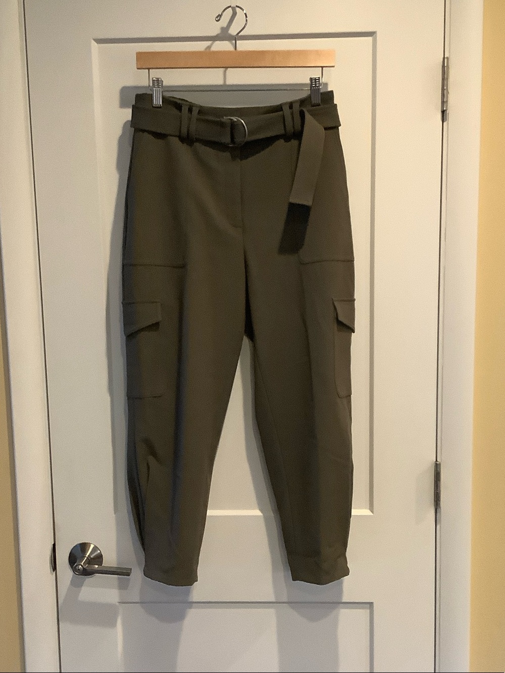 Express Olive Knit Cargo Belted Joggers